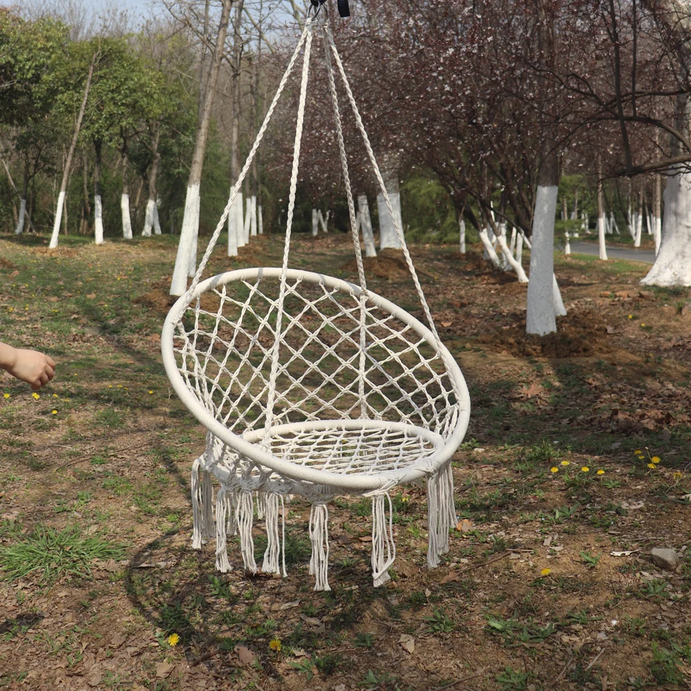 Balançoire de jardin nordique de 150 KG, hamac en corde de coton, chaise suspendue tricotée à la main pour l'intérieur et l'extérieur, lit pivotant, mobilier d'extérieur