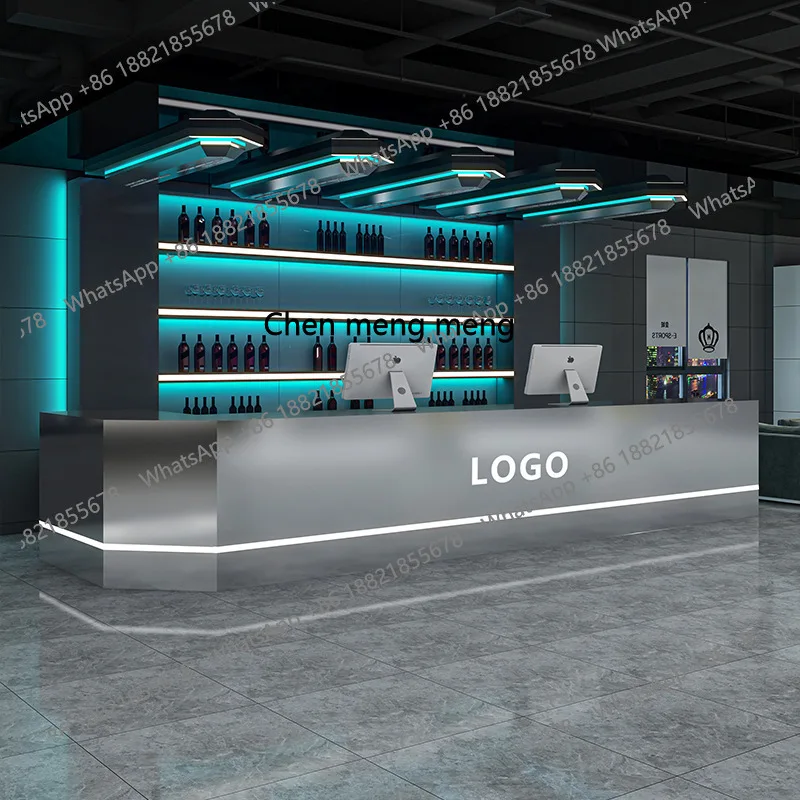 

X Simple, corner stainless steel catering checkout page coffee shop, front desk, bar table