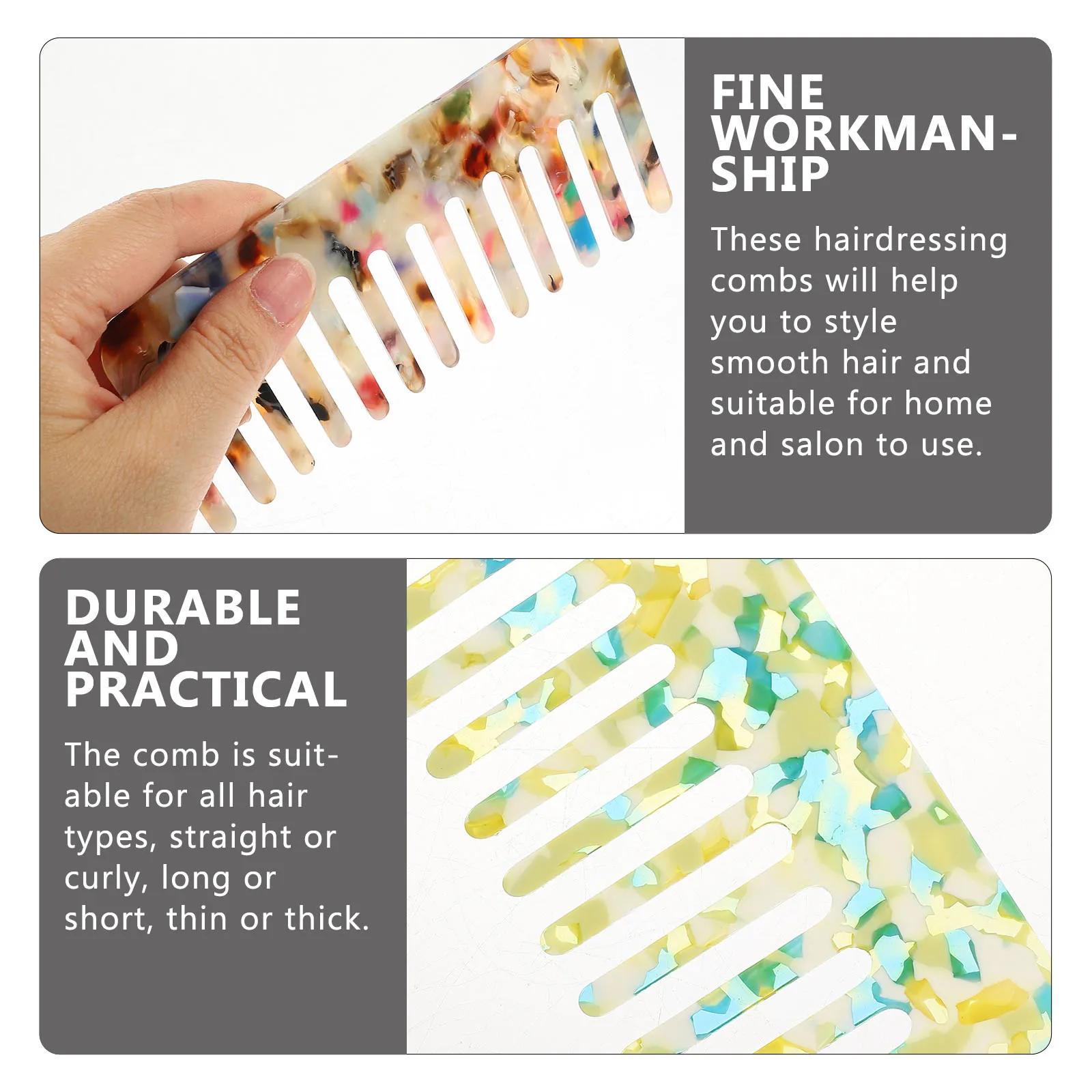 

2pcs Combs Durable Wide Tooth Wide Detangling Comb Detangle Hair Combs Hairstyle Salon Home Women Haircut Gifts