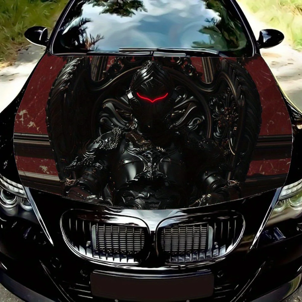 

Gothic Dark Armor Warrior Car Hood Sticker - Durable PVC Film Packaging for Most Vehicles, Engine Cover Protector Gift, for Car