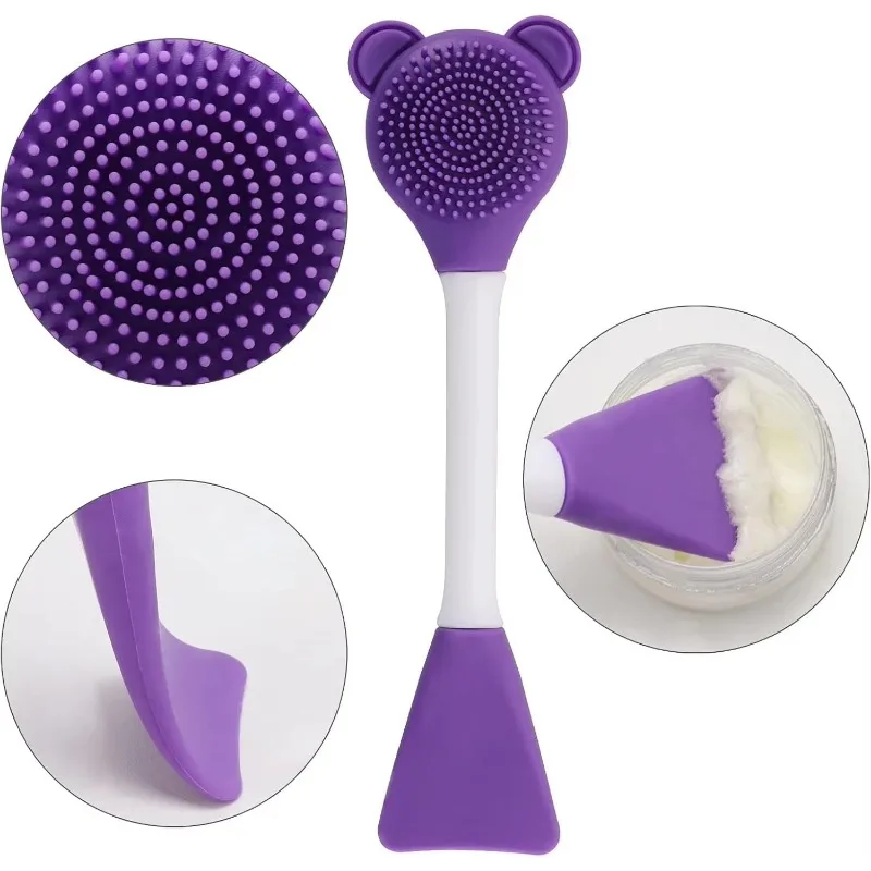 Escova de Limpeza Facial para Remoção de Cravos, Escova de Silicone com Duas Pontas para Máscara Facial, Ferramenta de Cuidados com a Pele