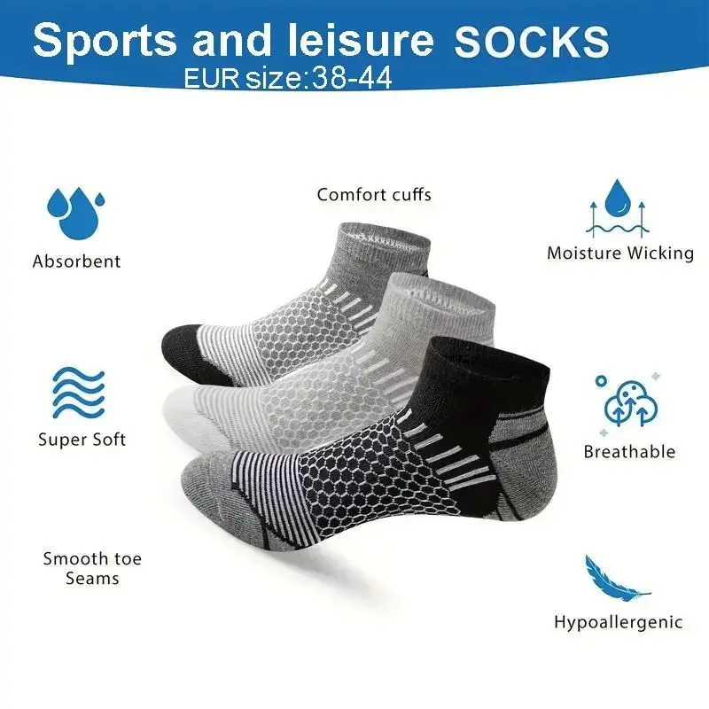 Calcetines deportivos cortos para hombre, medias transpirables que absorben la humedad, para todas las estaciones, 6 pares