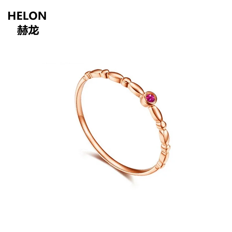 Solid 14k Rose Gold Ring Natural Ruby Engagement Wedding Ring Anniversary Fine Jewelry Women Trendy