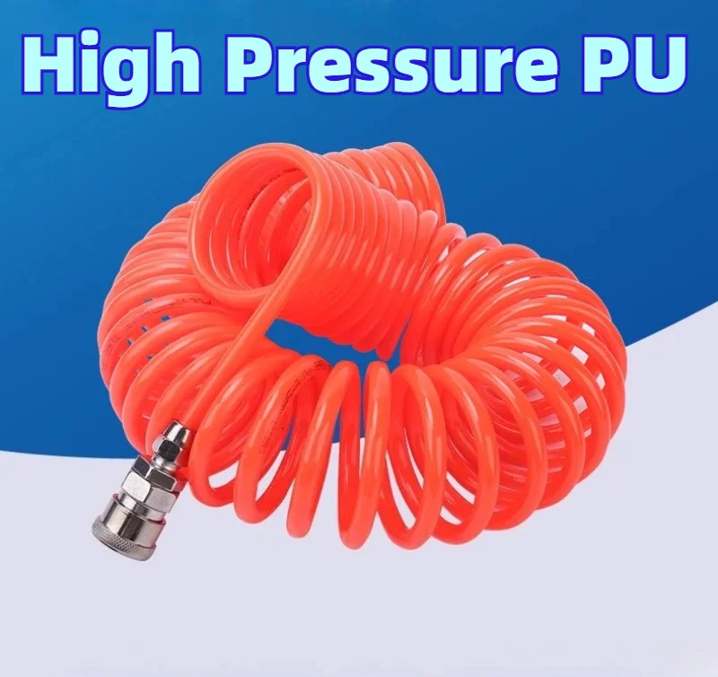 PU Spring Thread Hose Pure Virgin Material Retractable Spiral Air Tube for Air Compressor Pneumatic Pipeline Connection
