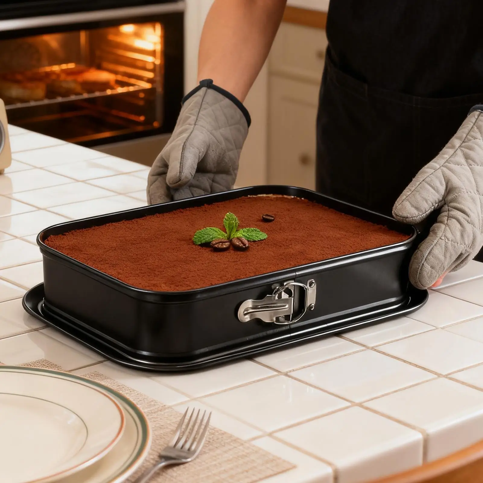 13x9 Inch Steel Cake Baking Pans Rectangular Cake Baking Trays Non-Stick Reusable Cake Baking Tray Cookie Sheet for Cheesecake