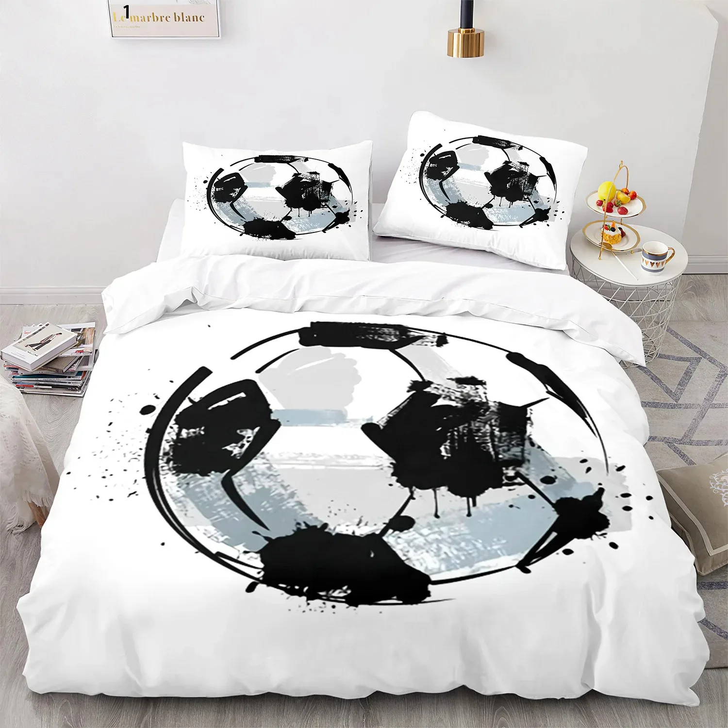 3D Print Soccer Sports Game Bedding Set Double Twin King Duvet Cover Comforter Pillowcase Boys Girls Adults Bedroom