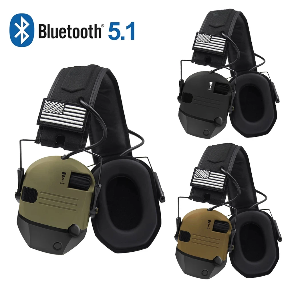 5.1 Bluetooth Earmuffs Electronic Acttive Headphone Safety Shooting Ear Protection for Hunting Noise Reduction Headset