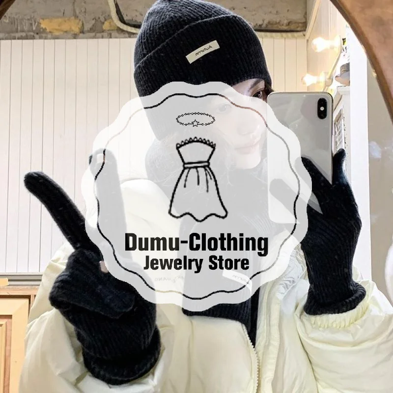 Knitted Winter Scarf Woman Solid Color Hat Scarf Gloves Women's Windproof Adult Three-piece Set Fashion Women's Scarf Hat Set