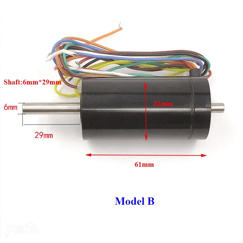 Бесщеточный двигатель без сердечника 32 мм, 24 В постоянного тока, 13000 об/мин, высокоскоростной вал 19 мм/29 мм, 3-фазный, 8-проводной, вибрационный станок для резки, электродвигатель