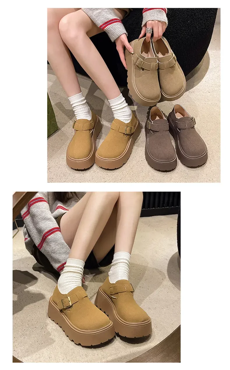 Женские туфли Mushang W03-1, весенние носки Birkenstocks на толстой подошве, увеличивающие маленький размер