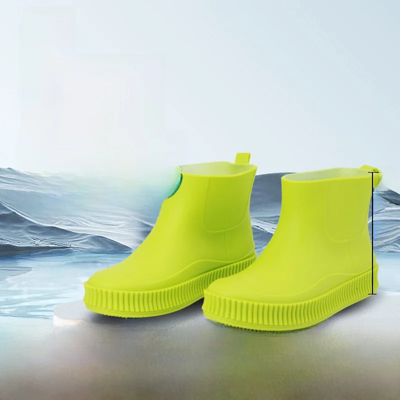 

Fashionable Low-Top Women's Rain Boots Anti-Slip Work Shoe Covers Cute And Wear-Resistant Spring Autumn EVA PVC Material