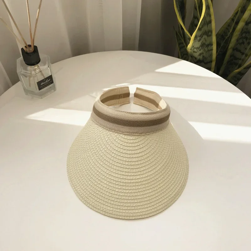 Chapeau pare-soleil vide pour femme, chapeau d'été en paille à large bord, Protection Uv, lampe parapluie de Patio