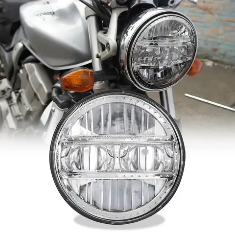 오토바이 LED 헤드라이트, 할리 스포스터 1200 883 스트리트 500 750, 12V DRL 모터, 5-3/4 인치 프로젝터 원형 헤드램프, 5.75 인치