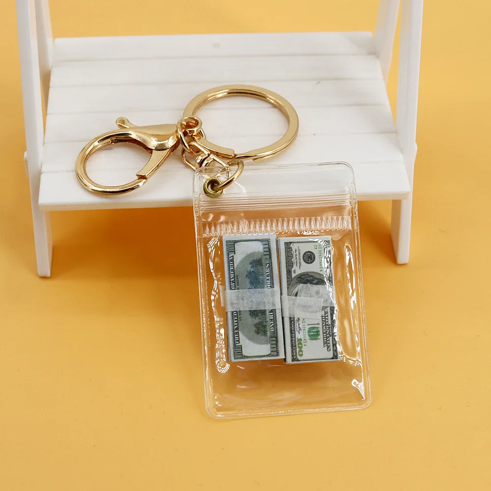 Creative Mini Dollars Keychain Money Miniature Banknotes Children Toys Pendant Gifts Dollhouse Miniature Accessories