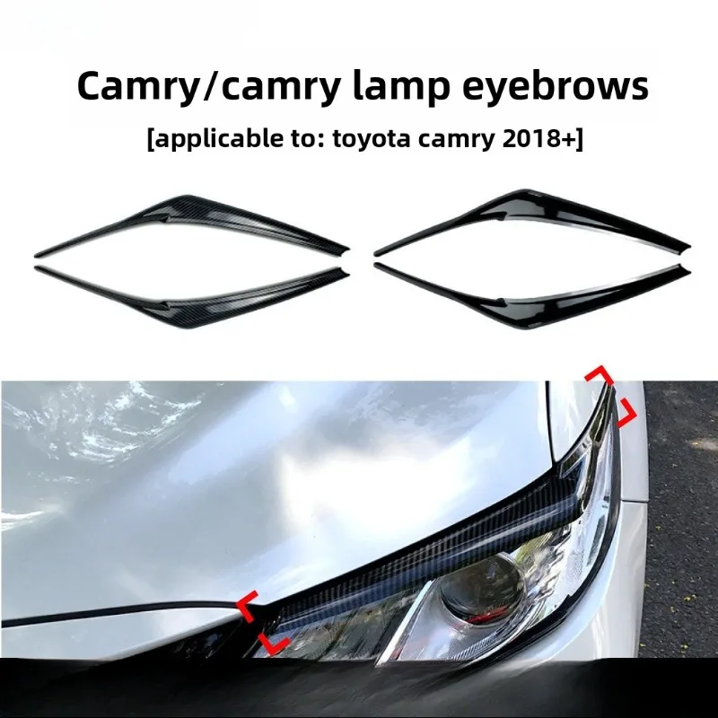 

2PCS Car Accessories Carbon Fiber Headlight Eye Lid Eyebrow Cover Trim Fit for Toyota Camry 2018+