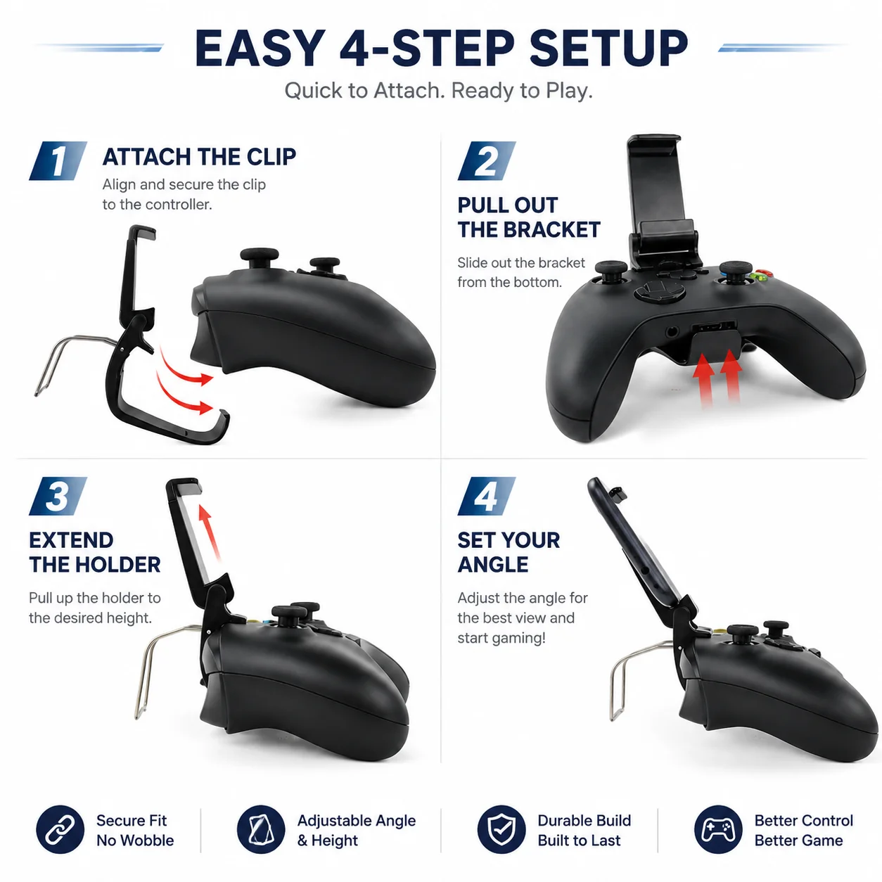 Mobile Phone Clip Mount Holder For Xbox Series S X Controller Adjustable Gamepad Handle Bracket Gaming Cell Phone Stand view 4