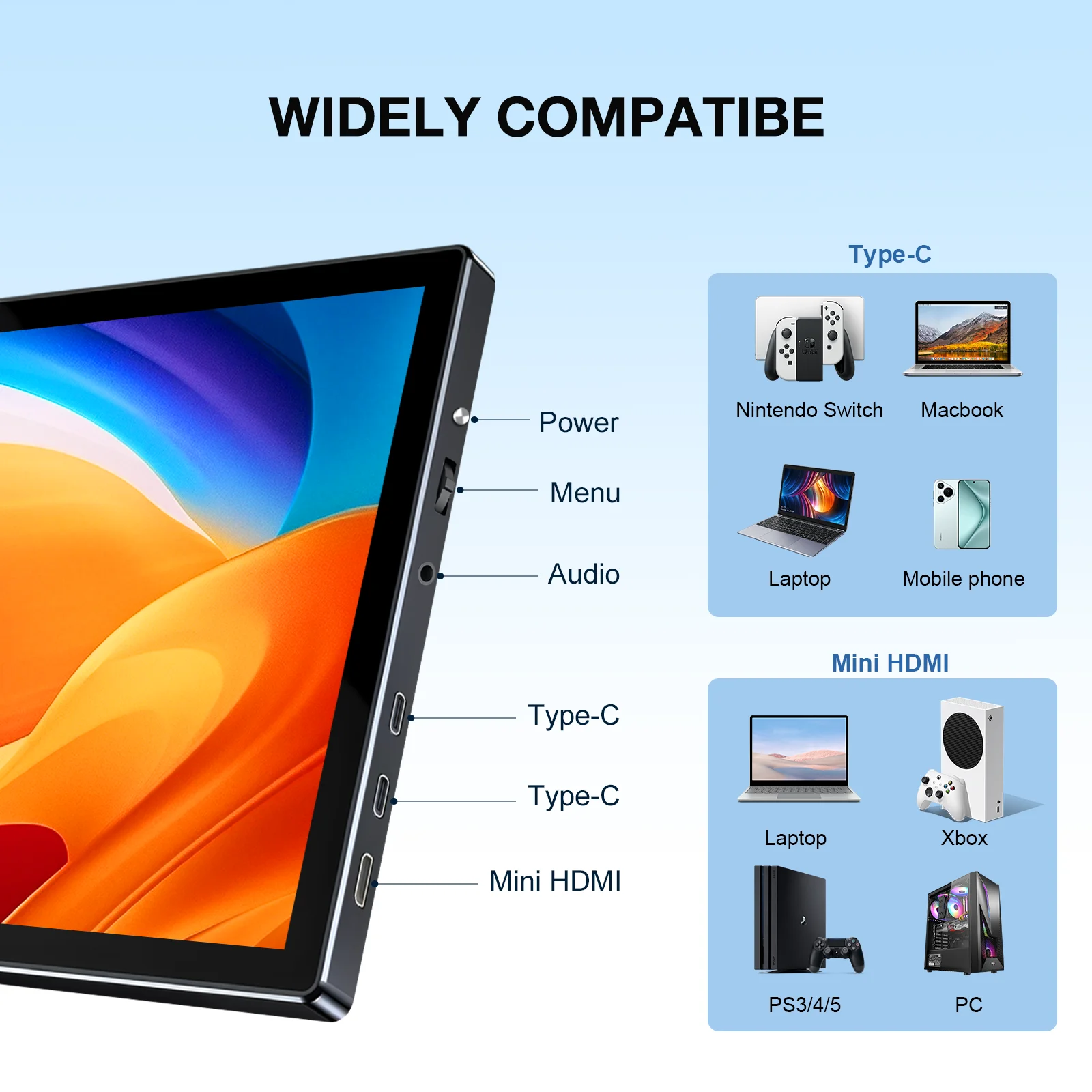 10.1 inch 1920x1200 Touchscreen IPS Monitor, Leather Case VESA 75*75mm, for Mobile Phone Laptops CCTV PC Car Computer - Image 3