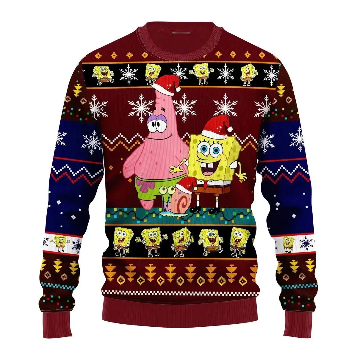 2025 New 3D Printing Spongebob Ugly Christmas Pullover Fashion Women\'s Men\'s Cartoon Anime Couple Sweatshirt