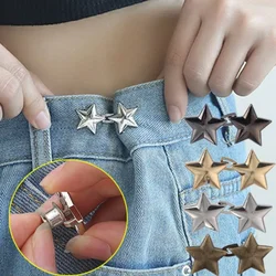 Metal Star Buttons Snap Fastener Pants Pin Detachable Clip Waist Tightening Clothing Buckle for Jeans Skirts No Sewing Required