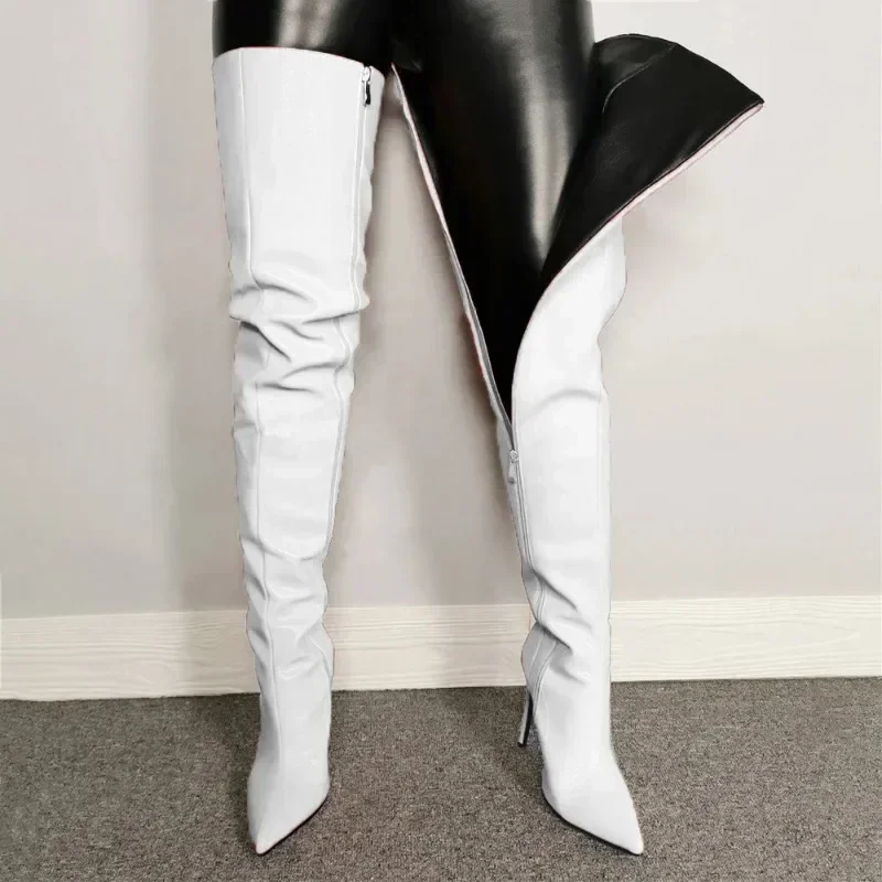 New Women Over The Knee Boots Sexy Pointed Tip Stretch Boots Luxury Stack High Heeled Boots for Woman Designer Shoes Botas Mujer