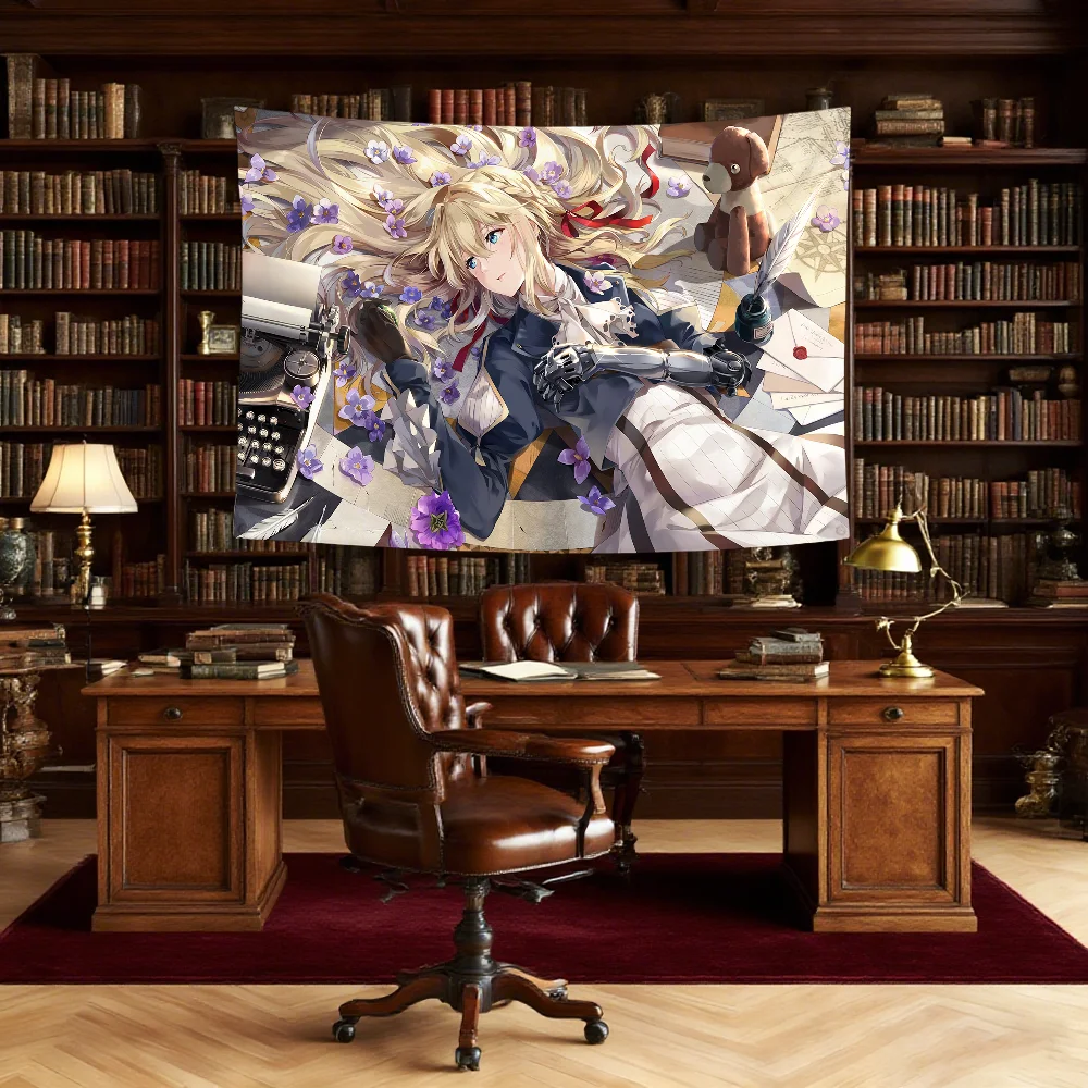 V-violet-t Anime cute E-evergarden-n flag Durable Outdoor Indoor Patio Festive Decoration Classic Design Pole Wall Room Banner