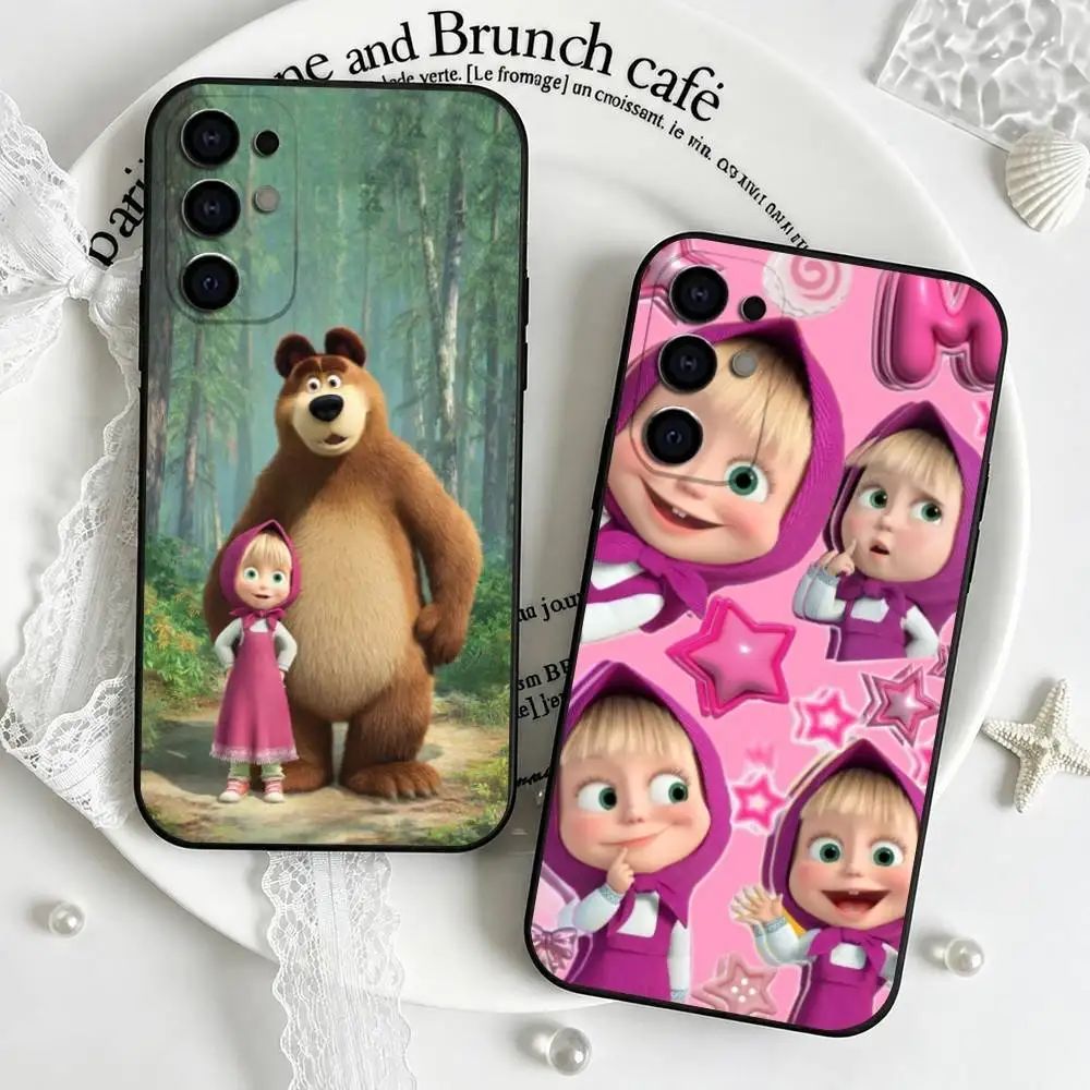 Cartoon Masha and the Bears-s  Phone Case For Samsung S25,S24,S21,S22,S23,S30,Ultra,S20,Plus,Fe,Soft Silicone Black Cover