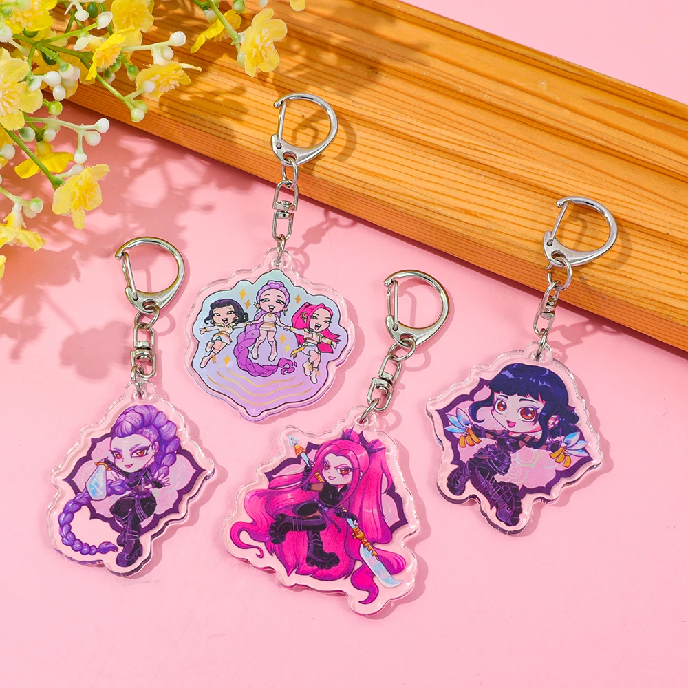 سلسلة مفاتيح كارتونية أنيمي K-Pop شيطان الصيادين HUNTR/X شخصية رومي ميرا زوي Y2K Harajuku حقيبة ظهر إبداعية سلسلة مفاتيح هدايا المشجعين