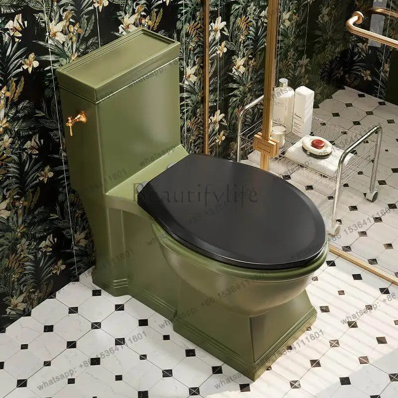 French retro creative grass green toilet solid wood cover green toilet water saving