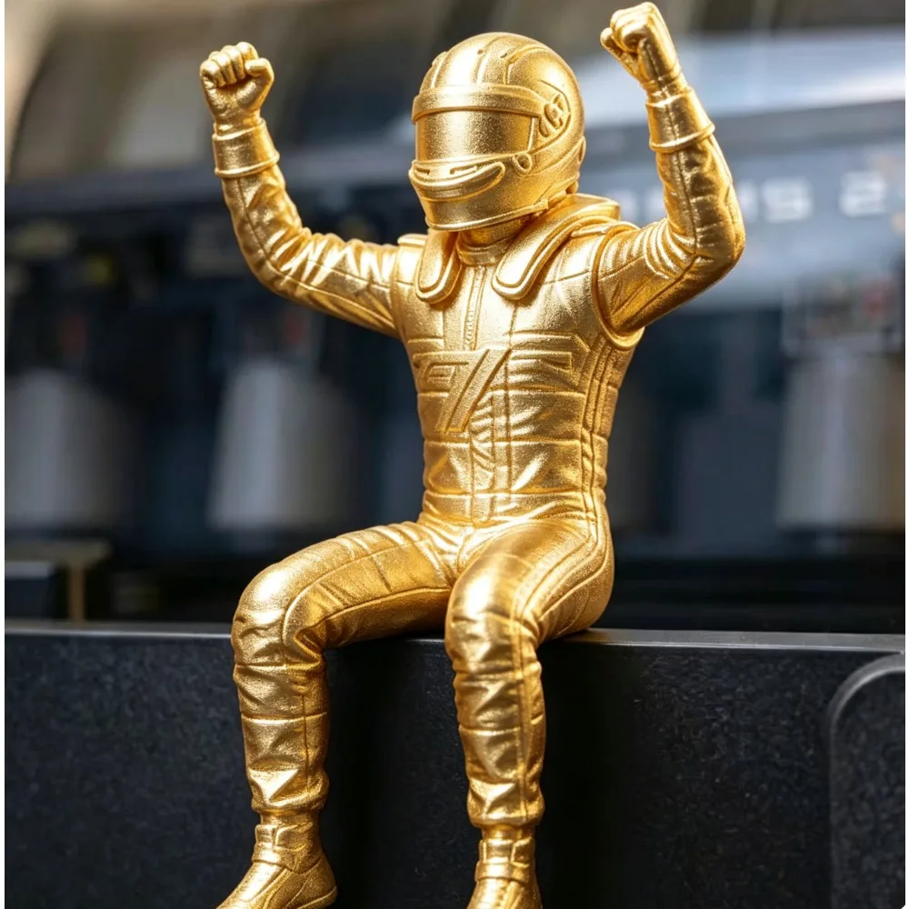 Racing Driver Figurine  Victory Pose Cool Desktop Ornament Creative Decor for Desk Shelf Monitor Edge Gift for Home Office