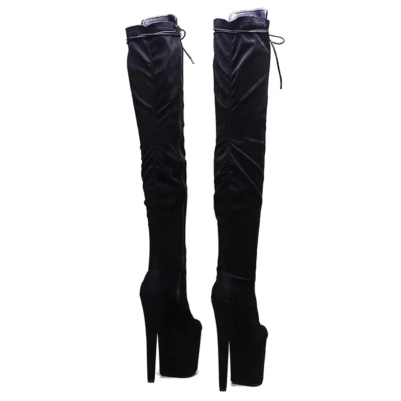 LAIJIANJINXIA, novedad, 20CM/8 pulgadas, plataforma superior de gamuza para mujer, tacones altos para fiesta, botas modernas por encima de la rodilla, zapatos de baile en barra 148