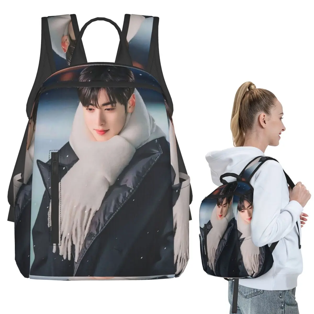 

Cha Eun Woo Korean Actor Backpack Student BookBag Kids School Bag Computer Shoulder Bags Boys Girls