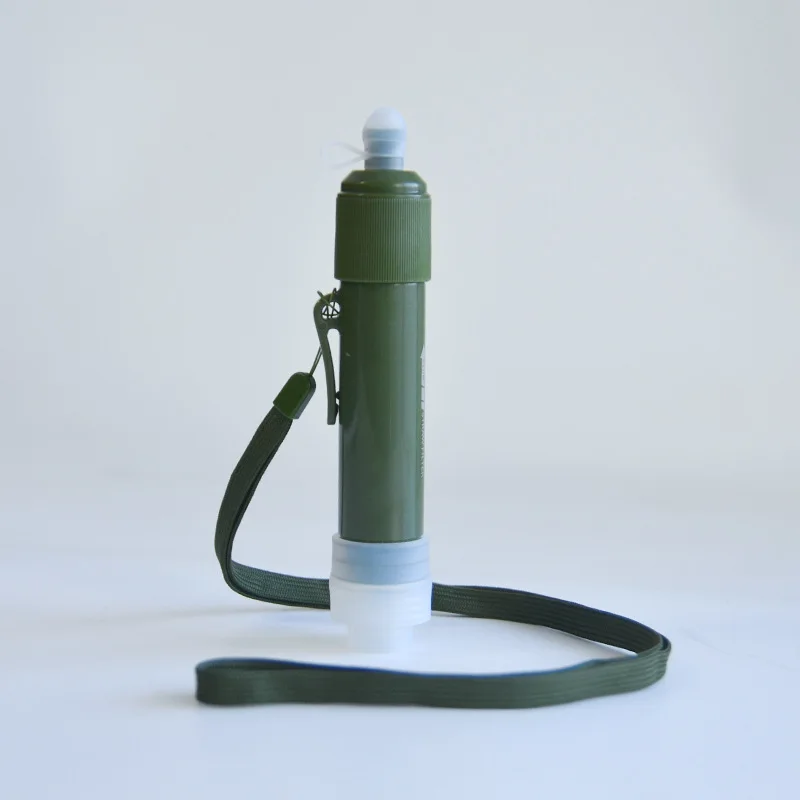 1pc Outdoor Mini Camping Purification Water Filter Straw TUP Carbon Fiber Water Bag for Survival or Emergency Supplies