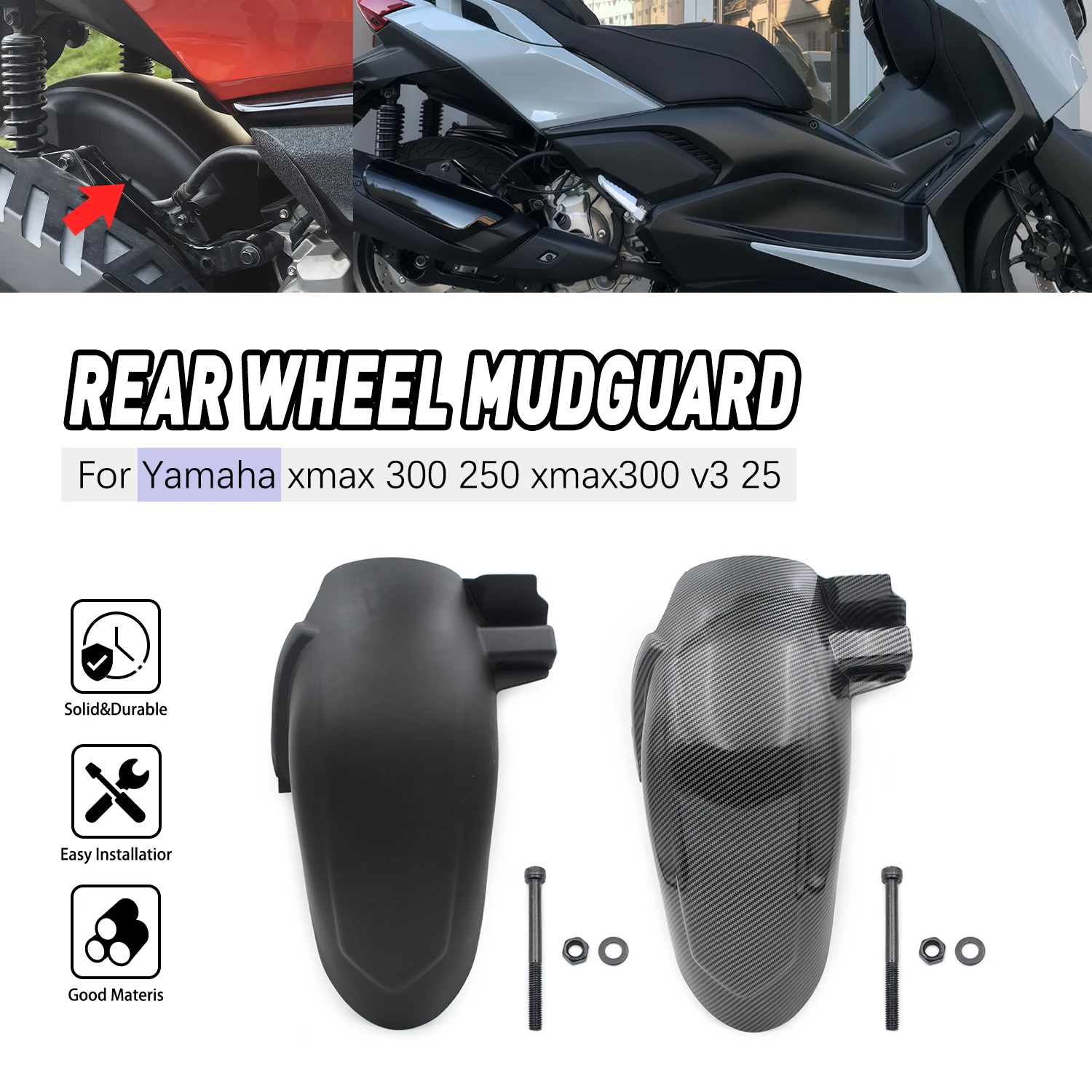 

For YAMAHA XMAX 300 250 XMAX300 V3 2025 Motorcycle parts Rear Fender Mud Splash Guard Protector Guard Cover