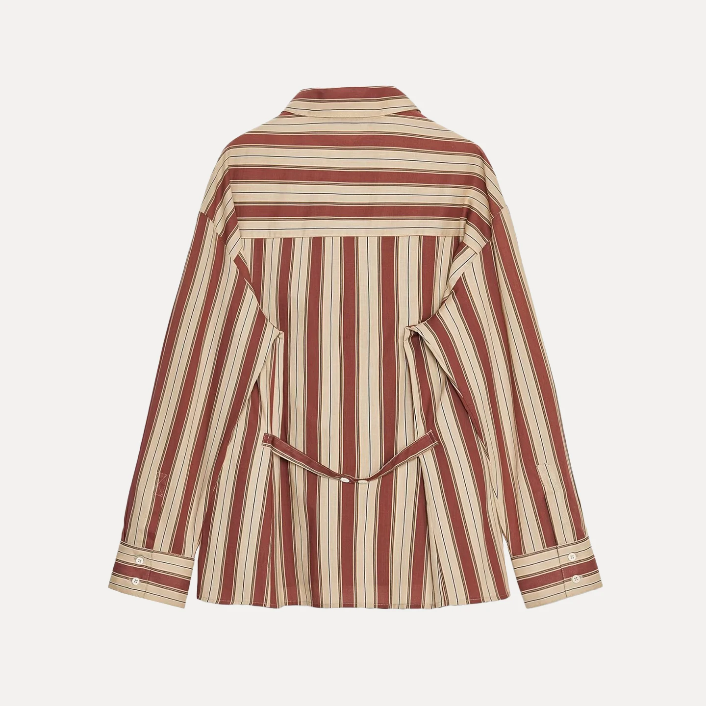 ファッショナブルなストライプ柄のバストストラップデザイン、女性らしい個性的な2025年秋新作、Zブランドのロングスリーブシャツ