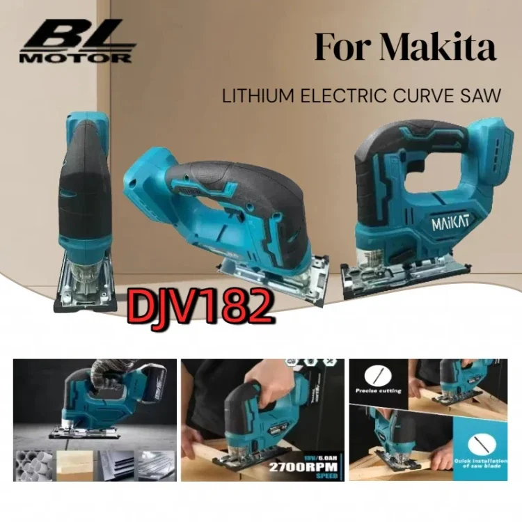 ماكيتا DJV182 بانوراما لاسلكية: 18 فولت، 300 وات، 0-2700 دورة في الدقيقة، 80 ملم للسفر، ± 45 °   القطع، لأمهام القطع الخشبية/البلاستيكية/المعادن