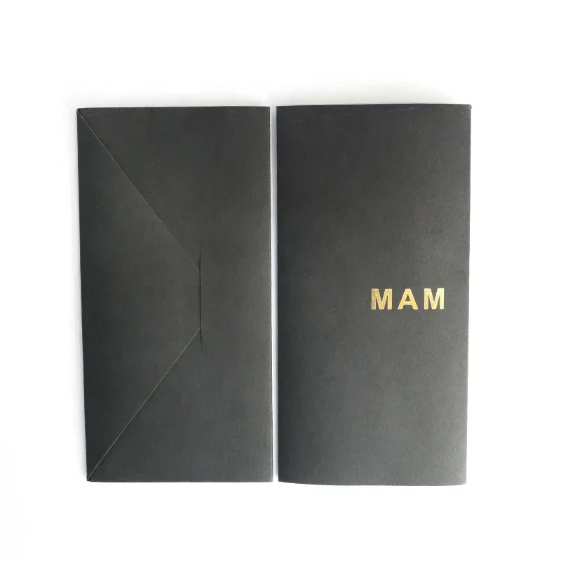 مخصص الذهب الساخن ختم ورقة سوداء هدية A5 بطاقة الأعمال بطاقة دعوة الزفاف التعبئة والتغليف المغلف