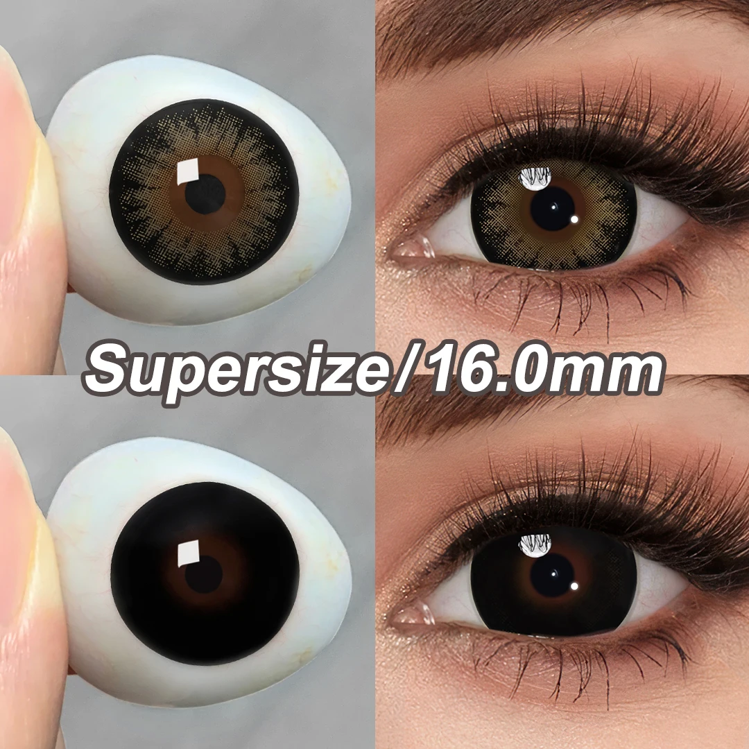 DIA 16.0 mm Big Eyes Color Contact Lenses Supersize Black Color Contact Lens for Eyes Beauty Cosmetic Brown Color yearly Lens