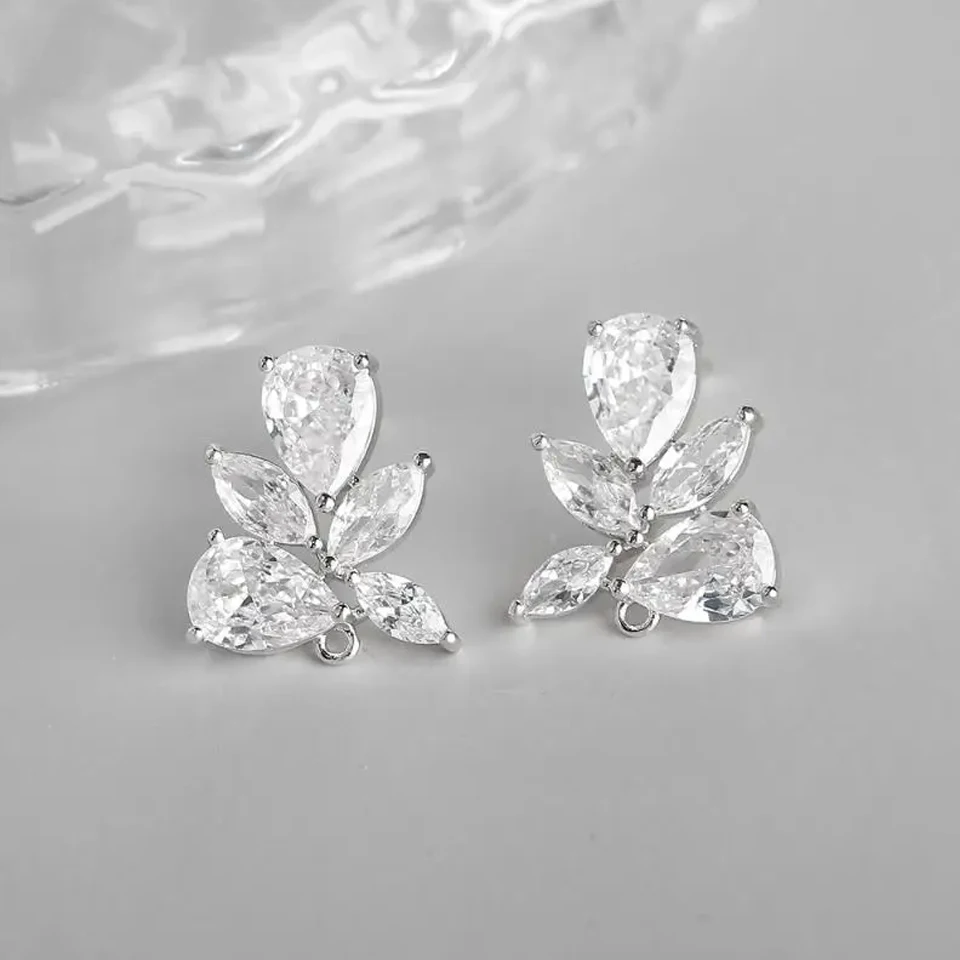 ZAKOL Fashion Water Drop Shiny Cubic Zirconia Earrings Fittings For Women DIY Jewelry Crystal Bridal Wedding Accessories