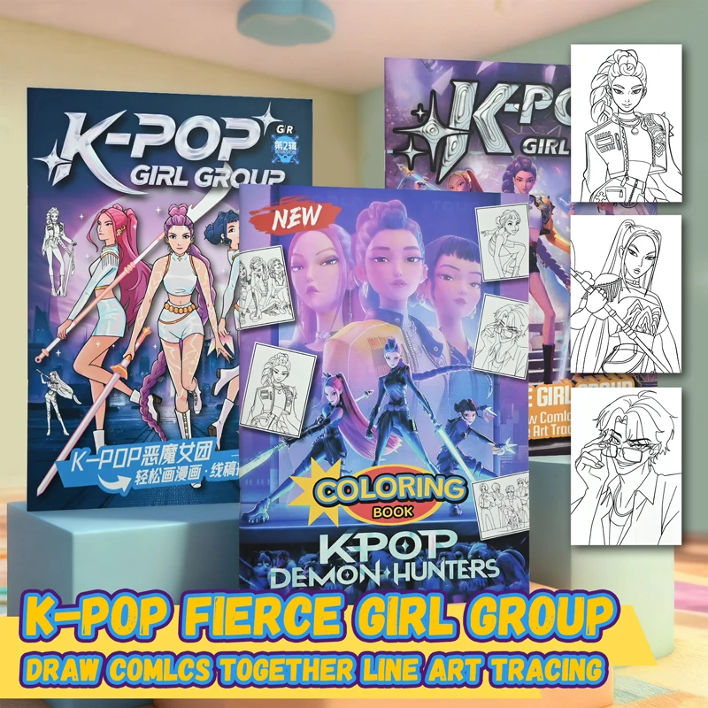 KPop chasseurs de démons livres de coloriage dessin animé croquis