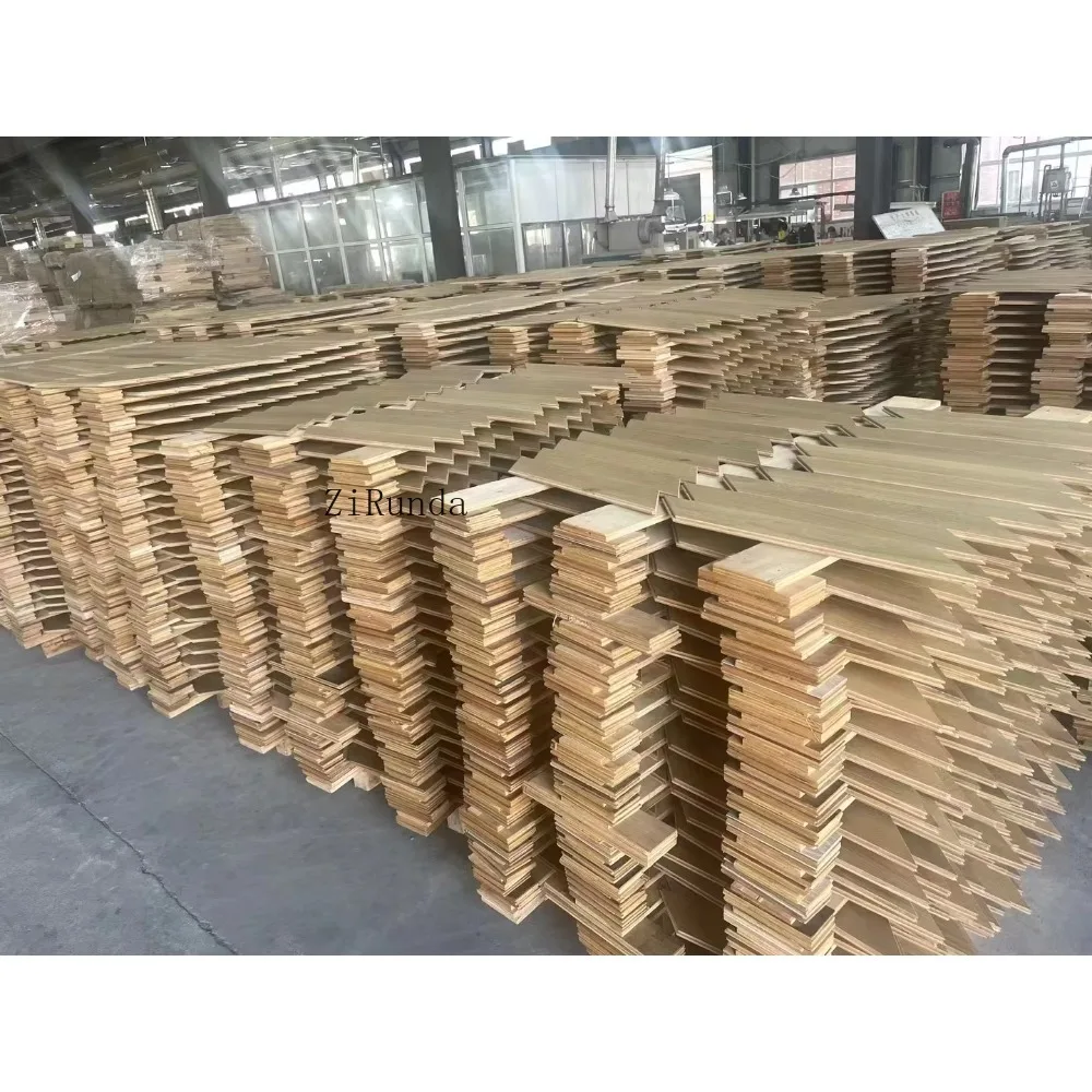 نسخة مخصصة من أرضية خشبية هندسية لأرضية خشب الجوز من خشب البلوط مع عملية مصقولة