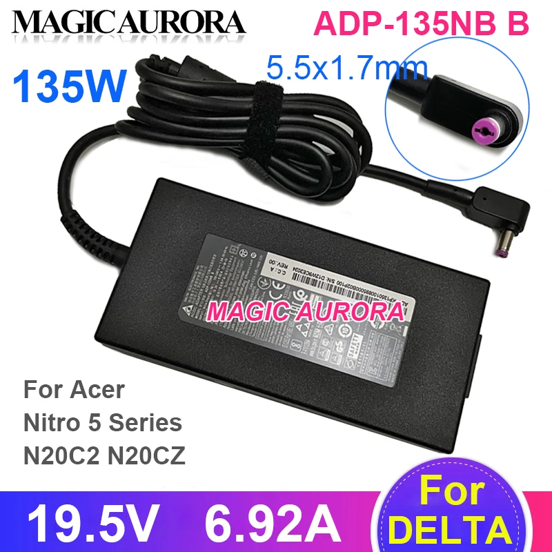 Gneuine DELTA ADP-135NB B 135W Charger 19.5V 6.92A AC Adapter For ACER NITRO 5 N20C2 AN515-54 Series RYZEN 7 Laptop Power Supply