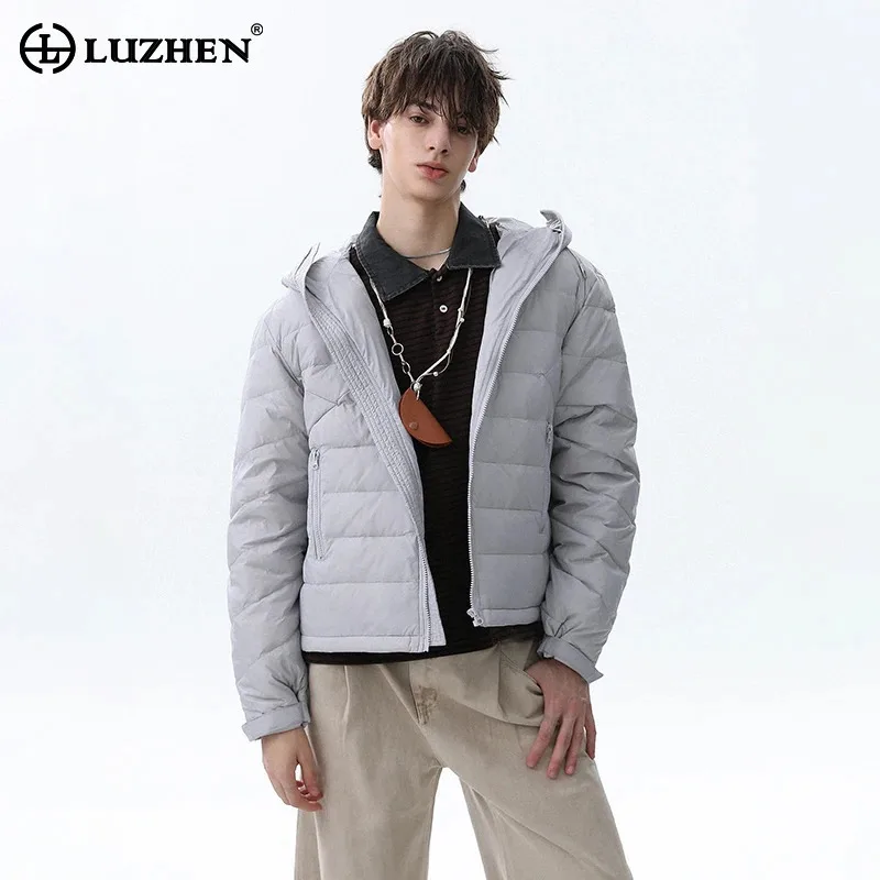 

LUZHEN 2025 Winter Solid Color High Quality Thickened Warm Hooded Parka Coat Men's Stylish Handsome Casual Padded Jacket JY4997