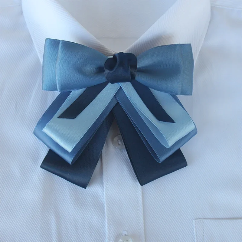 

Women's bow tie professional bank stewardess work clothes shirt ribbon college wind blue collar flower red blue purple