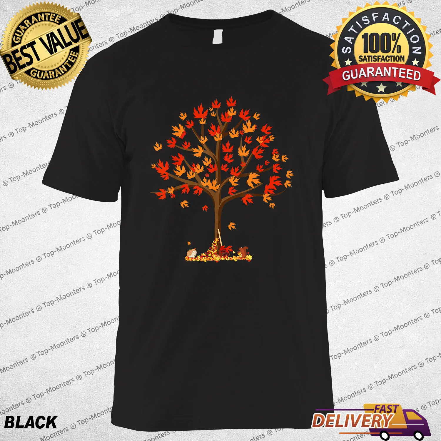 Otoño otoño hojas árbol y criaturas del bosque camiseta para hombres mujeres y regalo