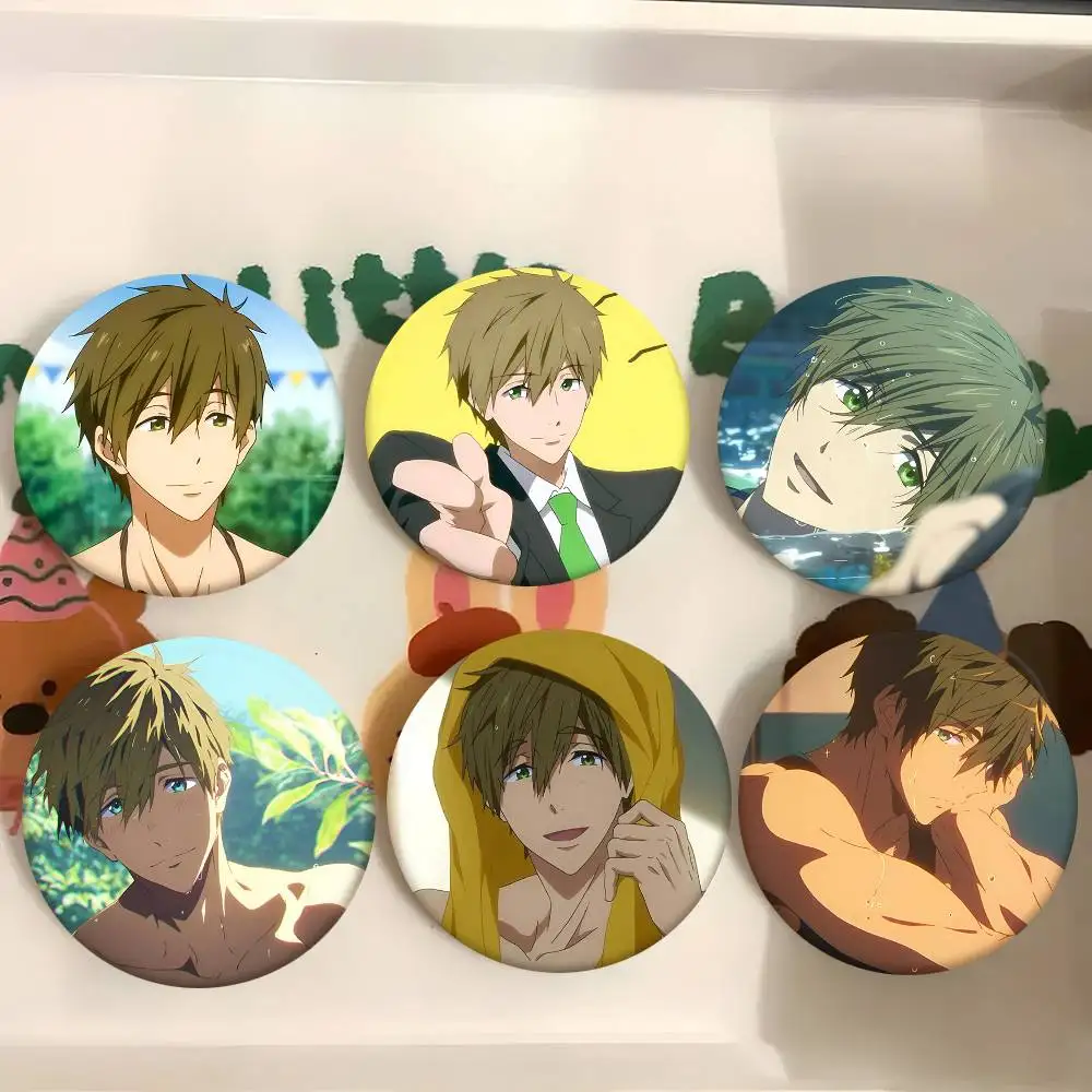 1pc Anime Free! Tachibana Makoto Cartoon Style Badge Brooches On Backpack Decoration Round Enamel Pins For Accessorys