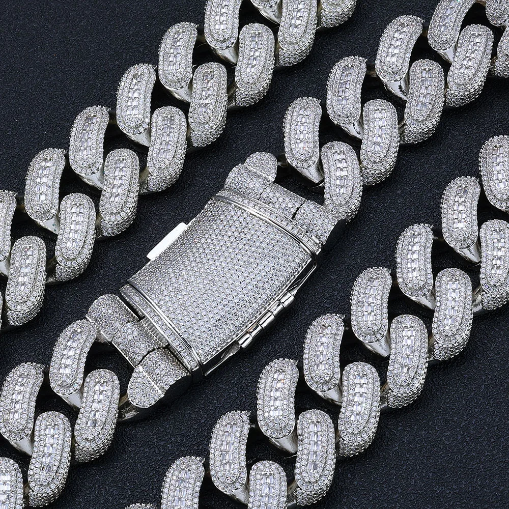 Nuoya Hip Hop Jewelry 29mm Width Iced Out Chain Cuban Link Necklace Men Bling Cubic Zirconia Bracelet Birthday Party Gift