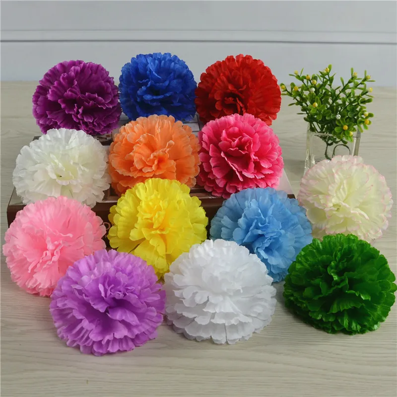 10pcs/lot Silk Flower Carnation Flower Head Mother's Day Decoration Flower Wedding Flower Simulation Carnation Style Background