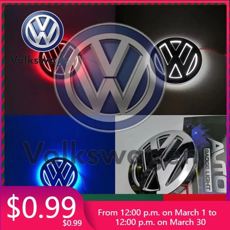 

Наклейка на автомобиль VW Volkswagen, 11 см, 5D логотип с подсветкой LED, задний световой значок, передняя решетка для VW CC, Bora, Golf, Jetta, POLO, MAGOTA