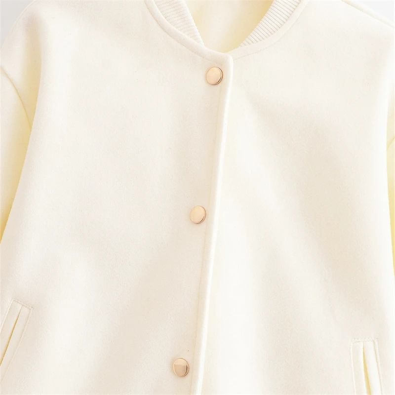 KEYANKETIAN Autumn And Winter New Women's Simple Solid Color Metal Button Baseball Jacket, Pilot Jacket, Women Short Coat view 3