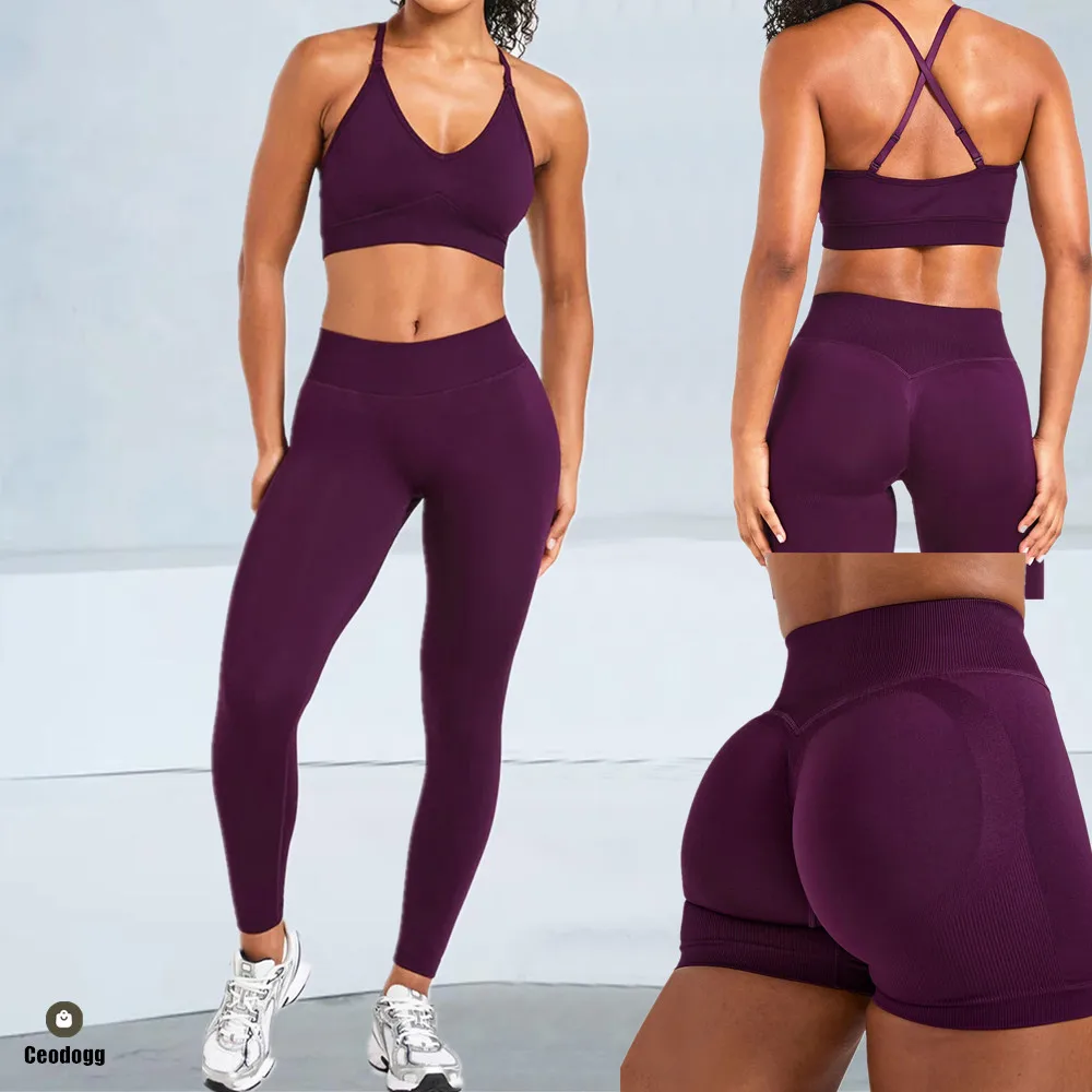 

Seamless Yoga Set Gym Suits With Shorts Crop Top Bra Women's Pants 2 Pieces Set Running Workout Outfit Fitness Clothing XP173